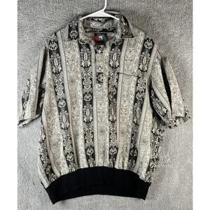 D'accord Men's Polo Shirt Size Large Italian Shirt Short Sleeve Abstract Pattern